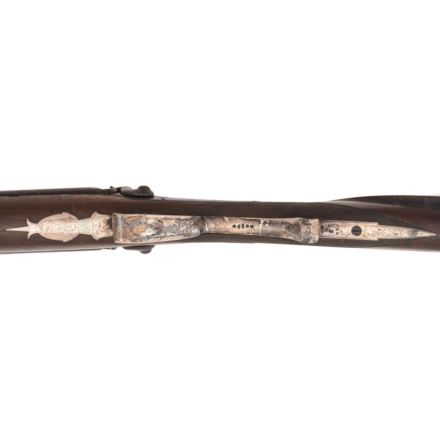 Silver Mounted English 10 Bore Percussion Shotgun