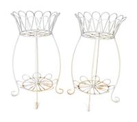 A Pair of White Painted Iron Wirework Plant Stands — 20TH CENTURY