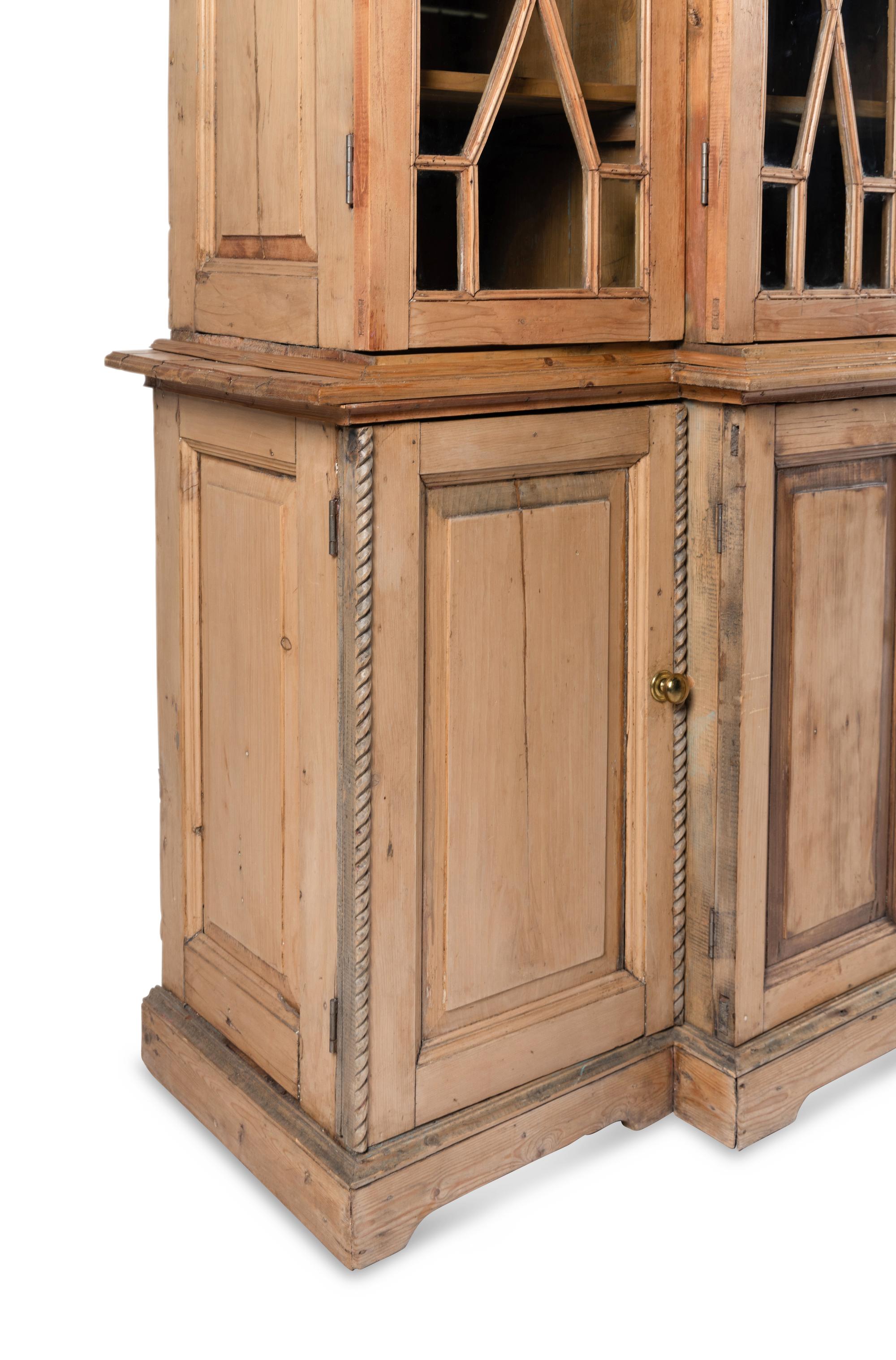 An English Pine Breakfront Bookcase