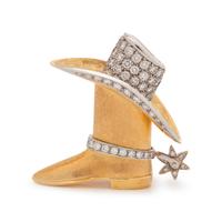 YELLOW GOLD AND DIAMOND BOOT AND HAT PENDANT