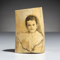 Double Scrimshawed Portrait of Della and Johnny Beau ca 1904