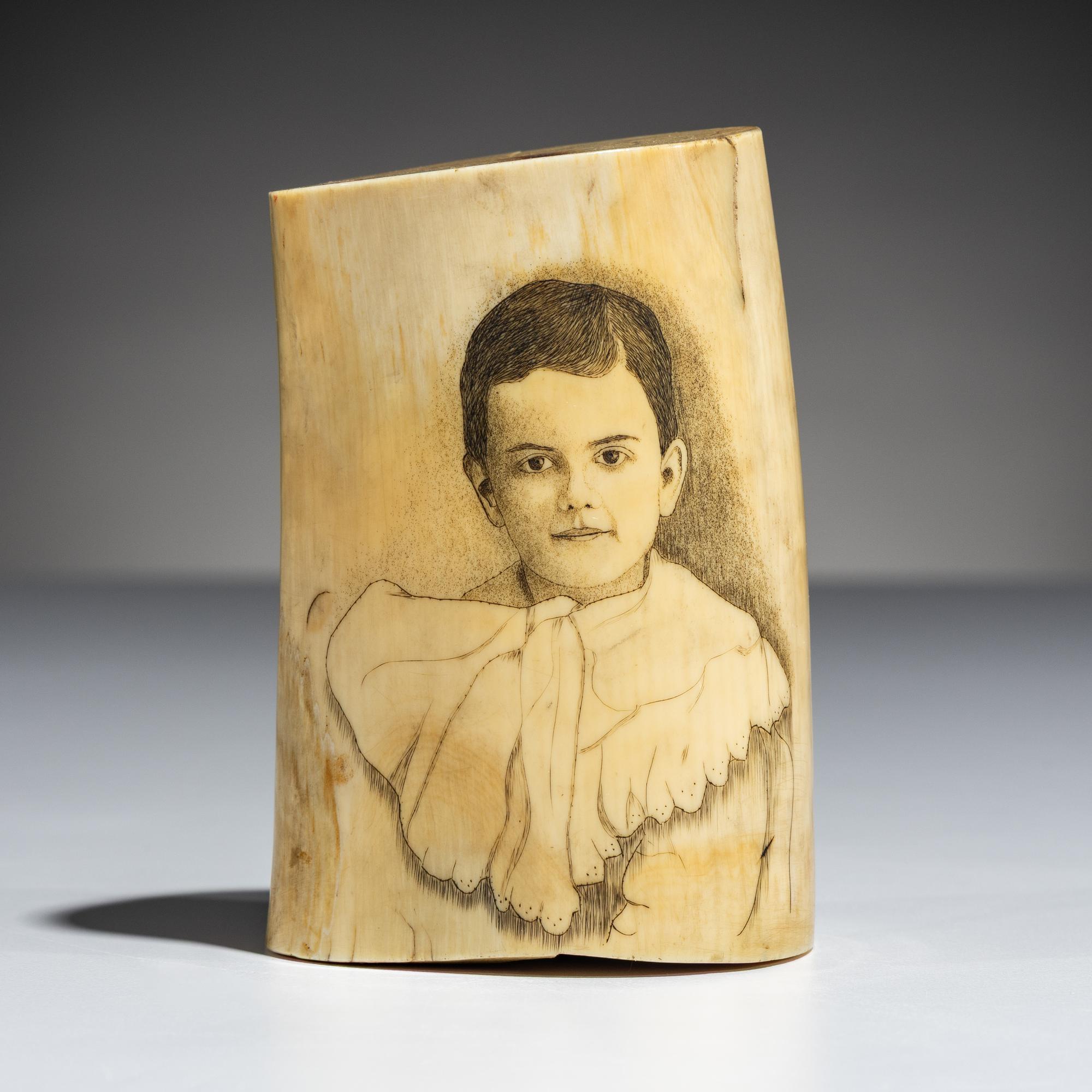 Double Scrimshawed Portrait of Della and Johnny Beau ca 1904
