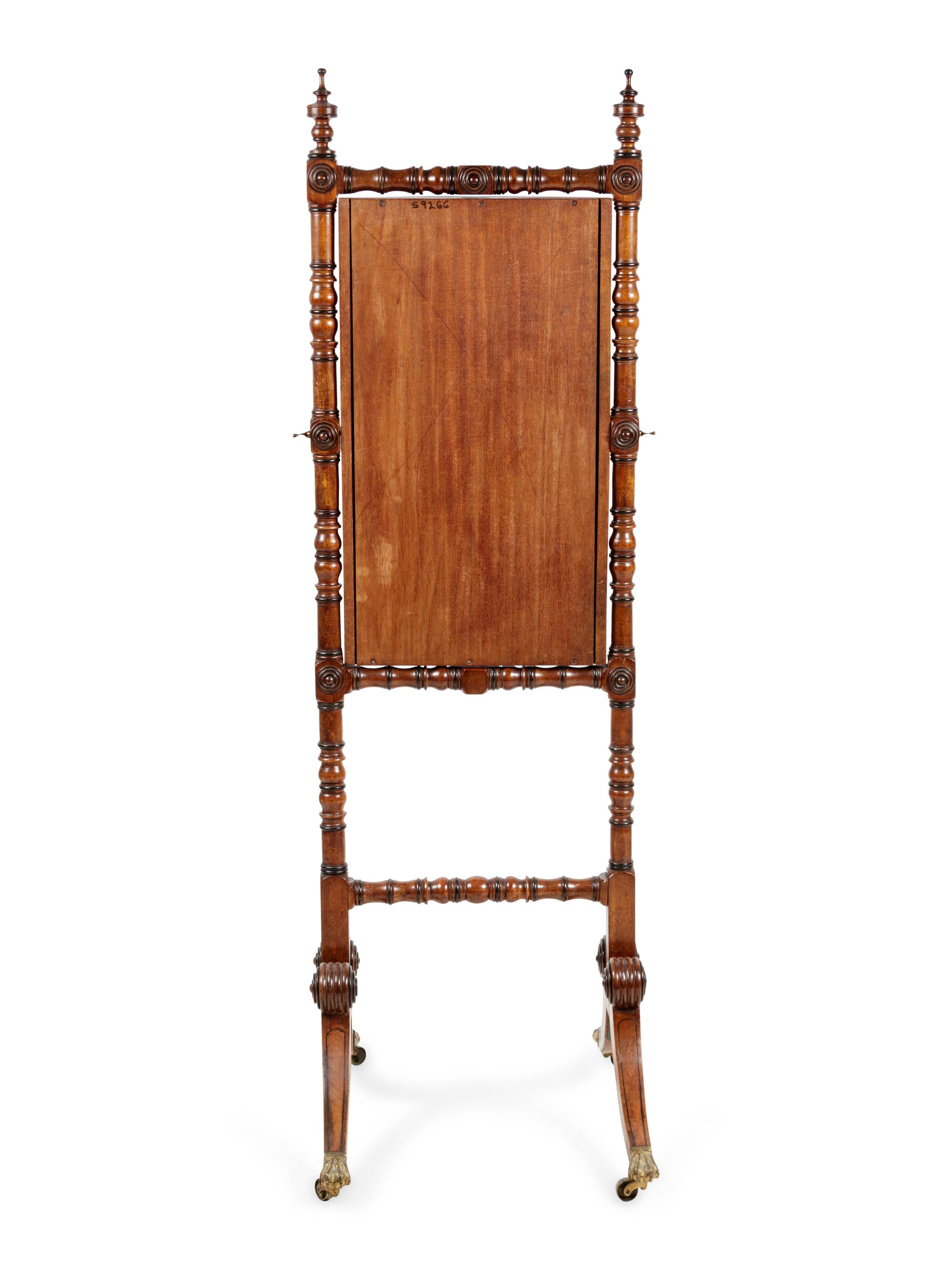 A Regency Mahogany Cheval Mirror