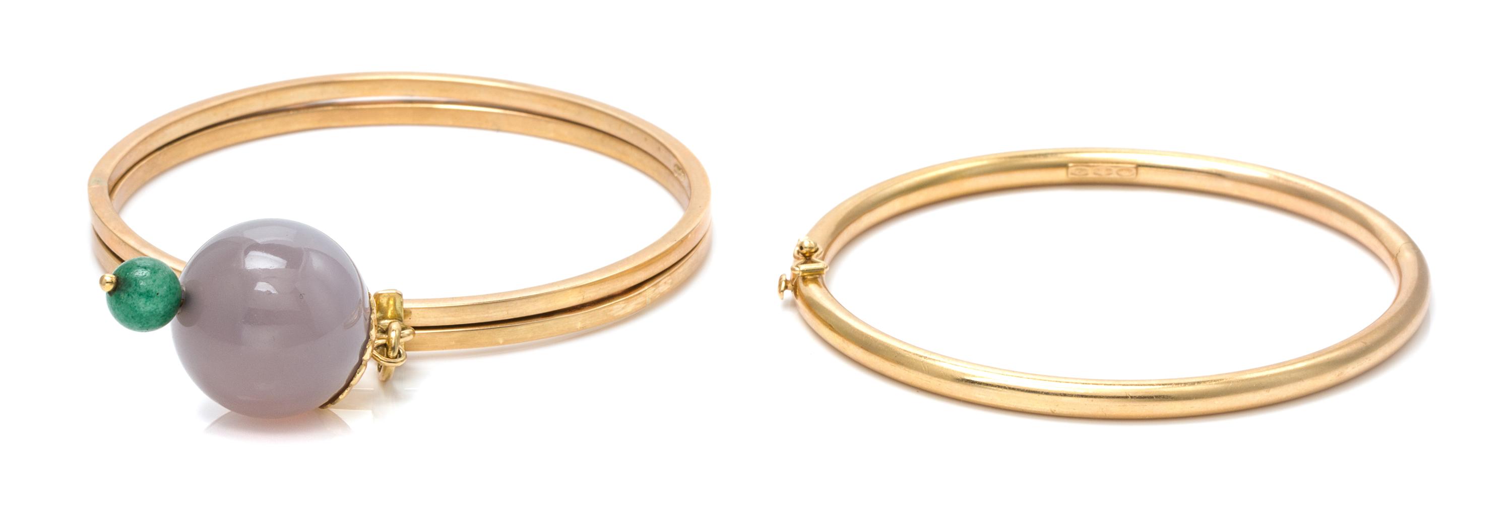 A Collection of 18 Karat Yellow Gold Bangle Bracelets, 24.50 dwts.