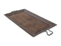 A Large Middle Eastern Damascened Brass Tray