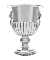 A Mexican Silver Wine Cooler, Maker's Mark CAF, Mid-20th Century, of campagna form with a gadrooned lower body and applied gadrooned ri
