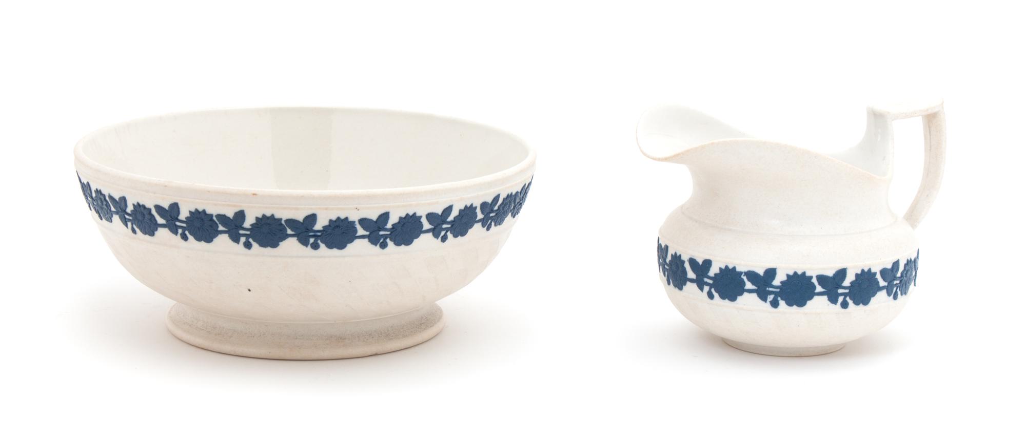 A Stoneware Cream Jug and Bowl Height of jug 3 1/2 inches. — HACKWOOD, DIMMOCK & CO., CIRCA 1810-20