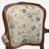 With Embroidered Upholstery by Erica Wilson (American, 1928-2011) Louis XV Style Fauteuil, USA, 20th century