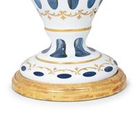 A Pair of Bohemian Enameled White Overlay Glass Baluster Vases