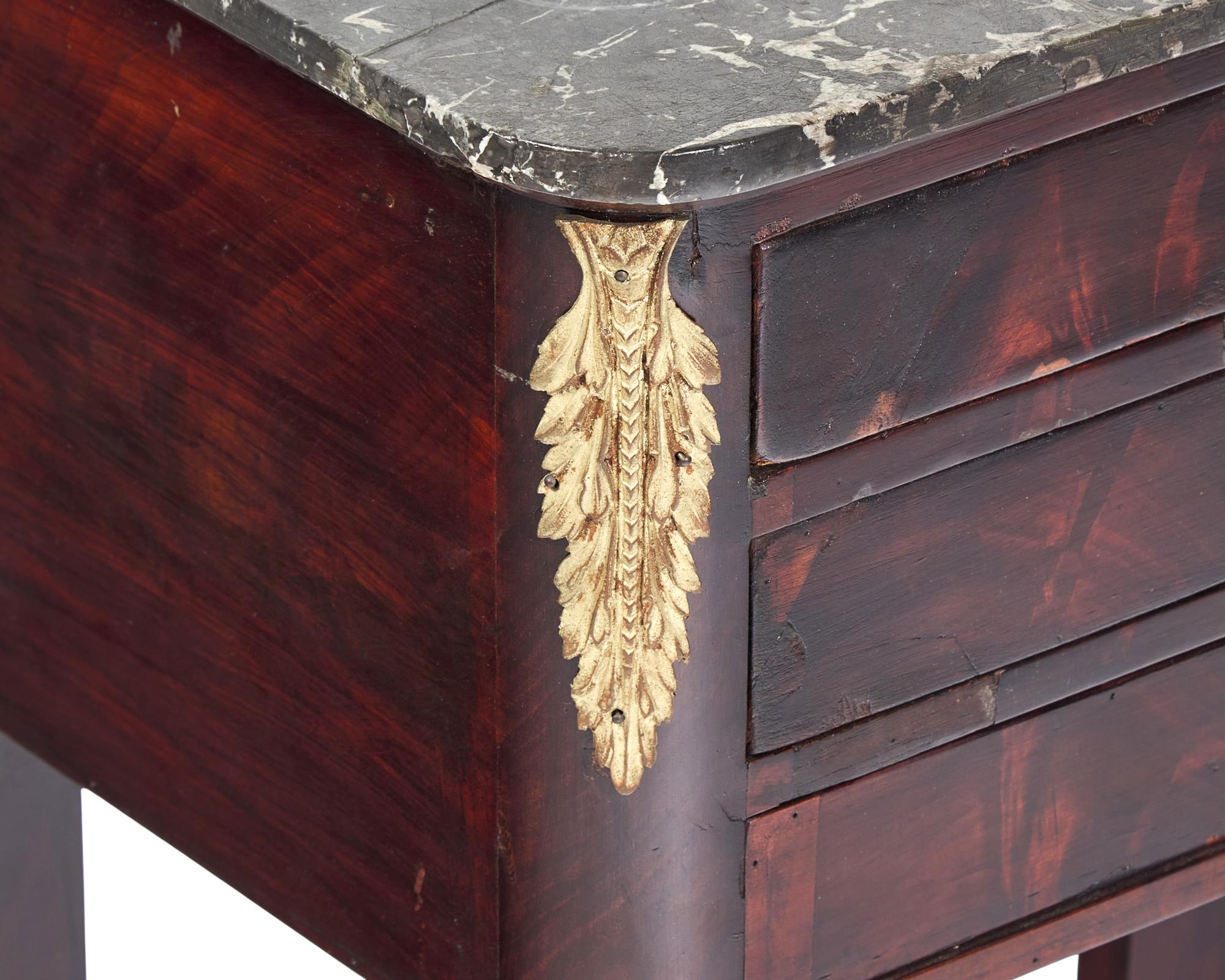 A French Louis Philippe Gilt Bronze-Mounted Mahogany Dressing Table With Marble Top