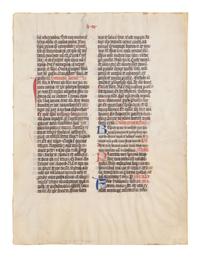 [BOOK OF HOURS]. A group of 25 leaves from medieval and renaissance manuscripts and printed books, including 5 or more from Otto Ege’s Fifty Original Leaves from Medieval Manuscripts. Western Europe: XII-XVI Century [compiled Cleveland, c.1950] and Original Leaves from Famous Bibles: Nine Centuries, 1121-1935 A.D [Compiled Cleveland, c.1950]. Various sizes, including: