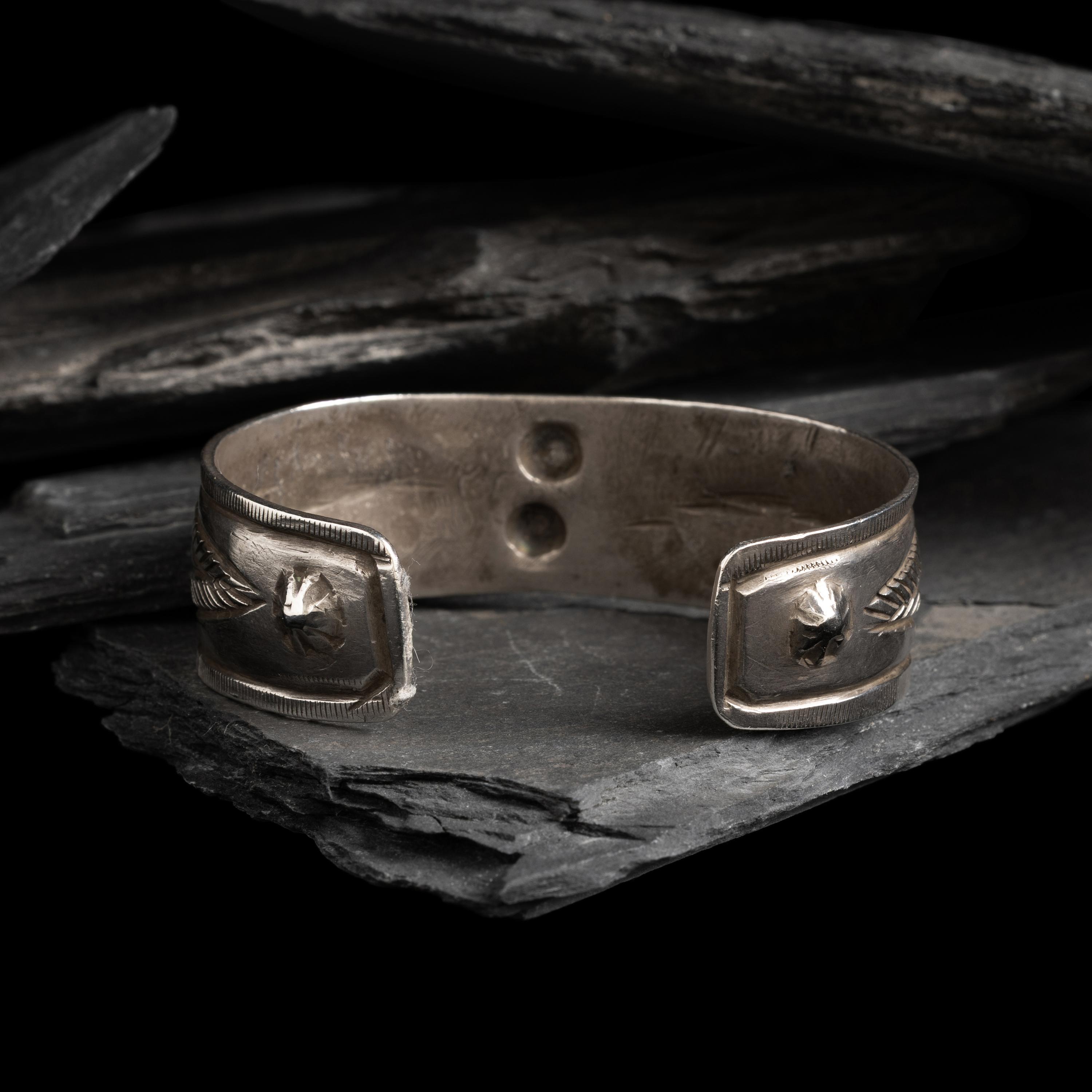 Early Navajo Chiseled Cuff Bracelet, with Repoussé Elements