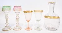 An Assembled Collection of Continental Gilt Decorated Stemware Height of first 6 3/4 inches.