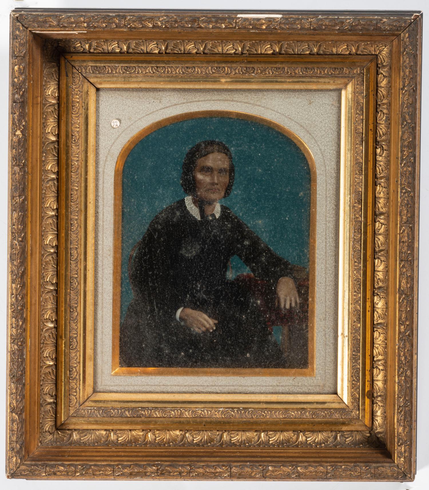 [EARLY PHOTOGRAPHY - PORTRAITURE]. A group of 10 folk art hand-painted tintypes of individual men, women, and couples, including: