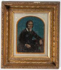 [EARLY PHOTOGRAPHY - PORTRAITURE]. A group of 10 folk art hand-painted tintypes of individual men, women, and couples, including: