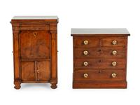 A Directoire Diminutive Walnut Secrétaire à Abattant and a Similar Diminutive Cabinet
