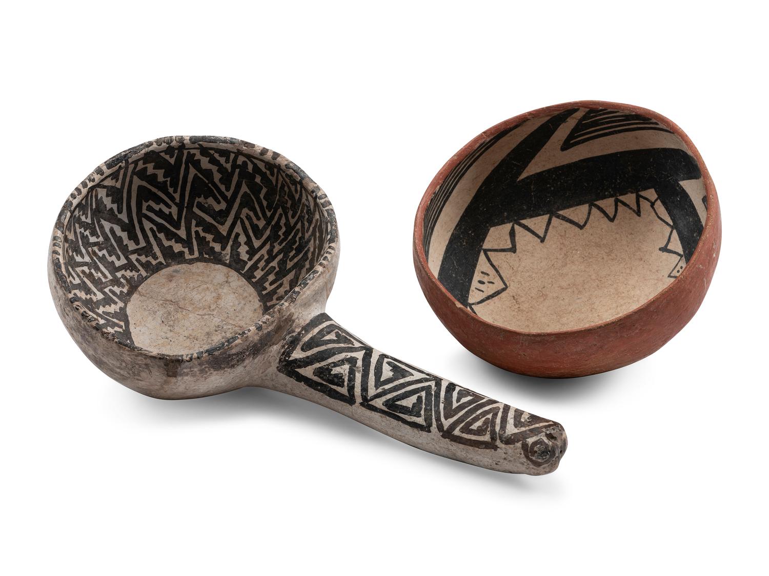 Ancestral Pueblo Tularosa Black-on-White Rattle Ladle PLUS