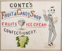 Five Framed Specialty Shop Advertising Hand Colored Prints and Watercolors