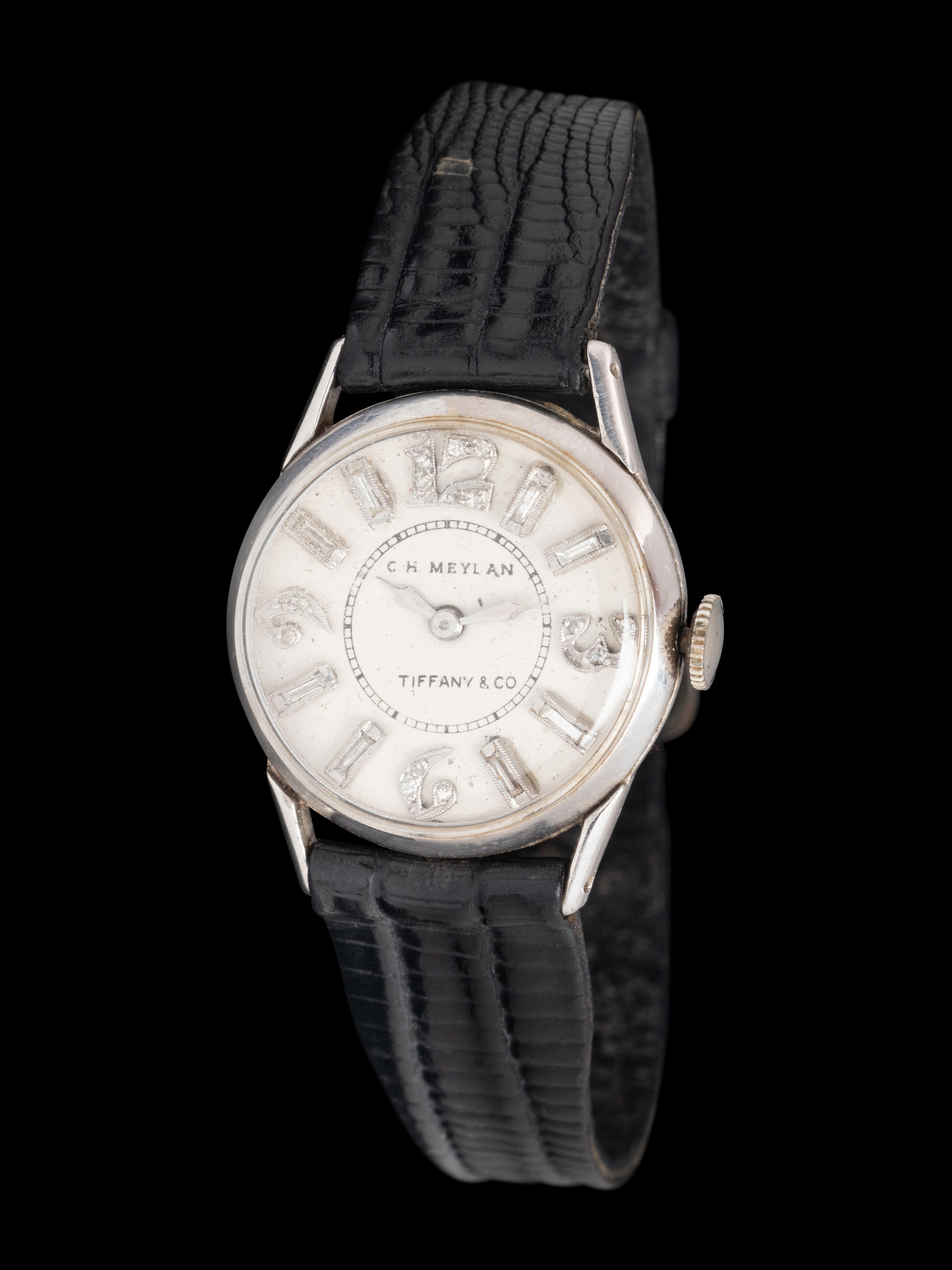 TIFFANY AND CO., C.H. MEYLAN, PLATINUM AND DIAMOND WATCH