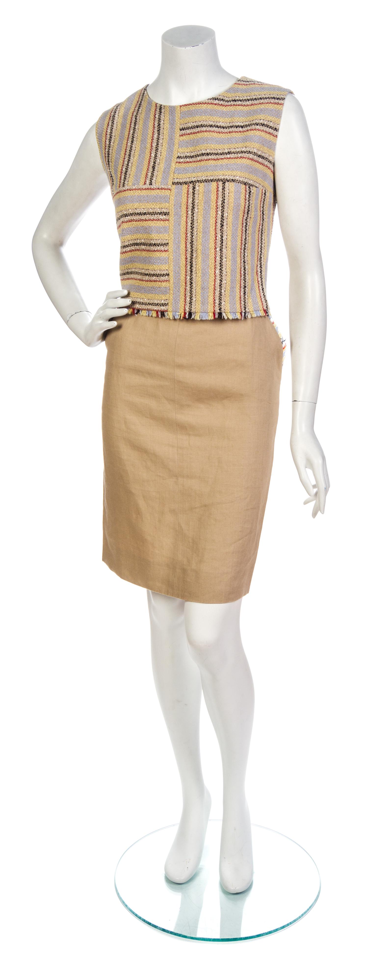A Chanel Multicolor Stripe Wool and Linen Skirt Suit,