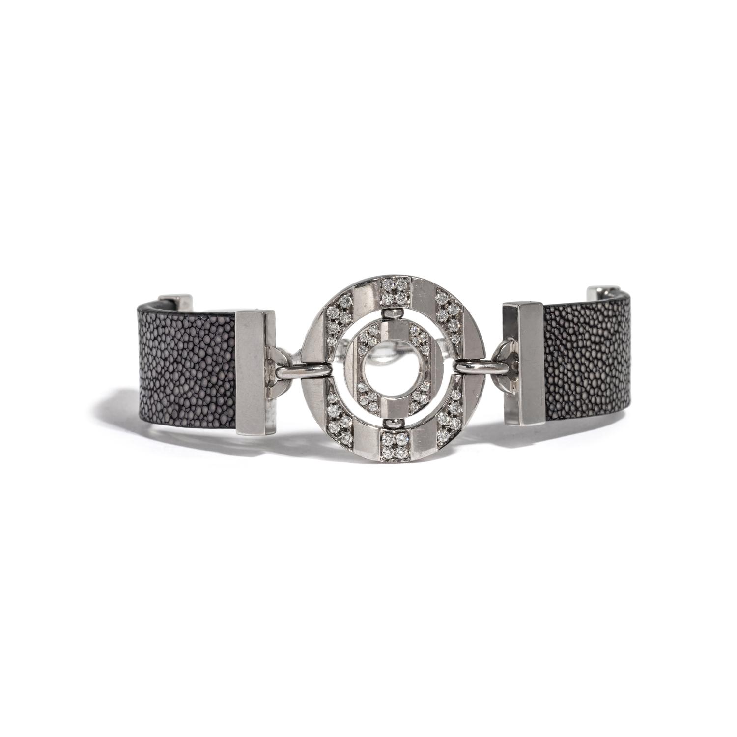 BULGARI, WHITE GOLD, DIAMOND AND SHAGREEN BRACELET