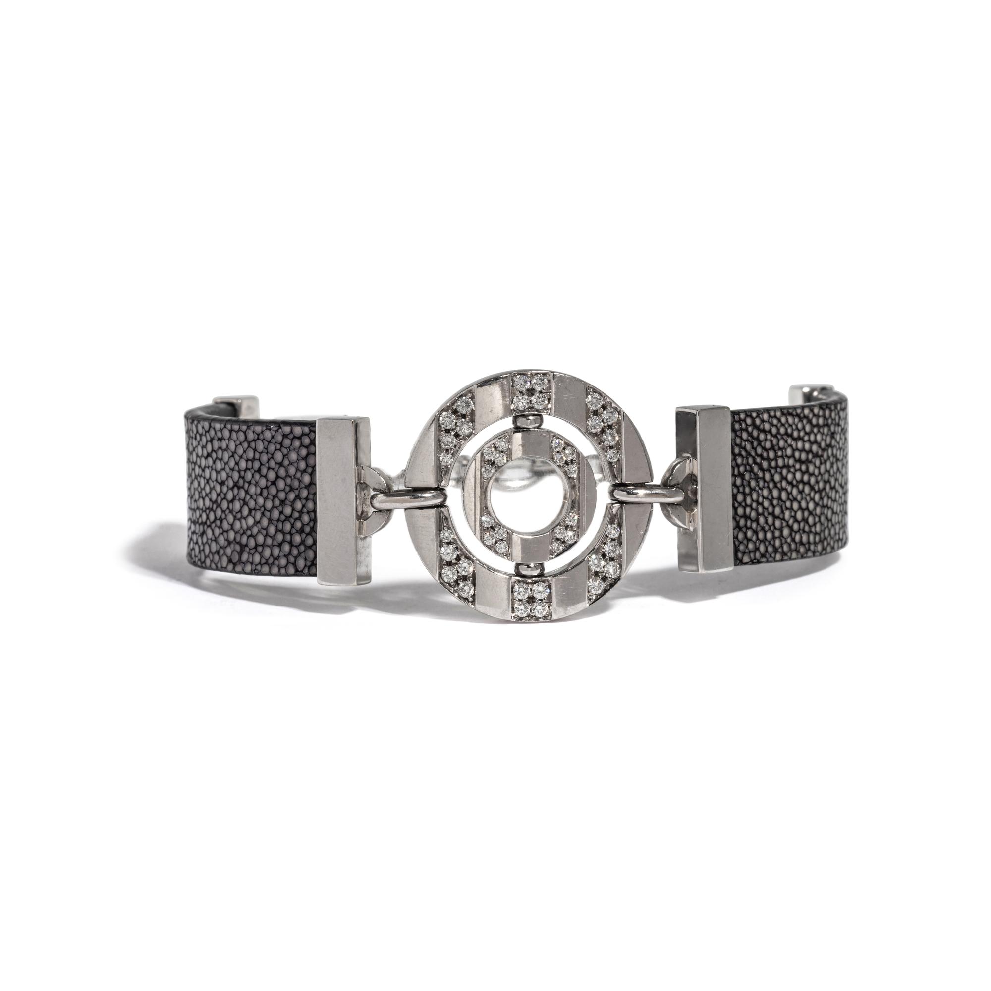 BULGARI, WHITE GOLD, DIAMOND AND SHAGREEN BRACELET
