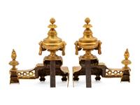 A Pair of Louis XVI Style Gilt Bronze Chenets