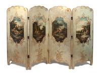 A Continental Four-Panel Floor Screen Each panel: 59 x 25 inches.