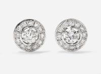 A Pair of 18K White Gold and Diamond Earrings