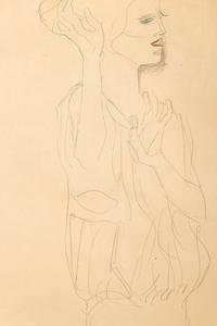 Untitled (Standing, forearms raised, facing right)