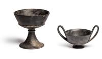 An Etruscan Bucchero Kantharos and Chalice