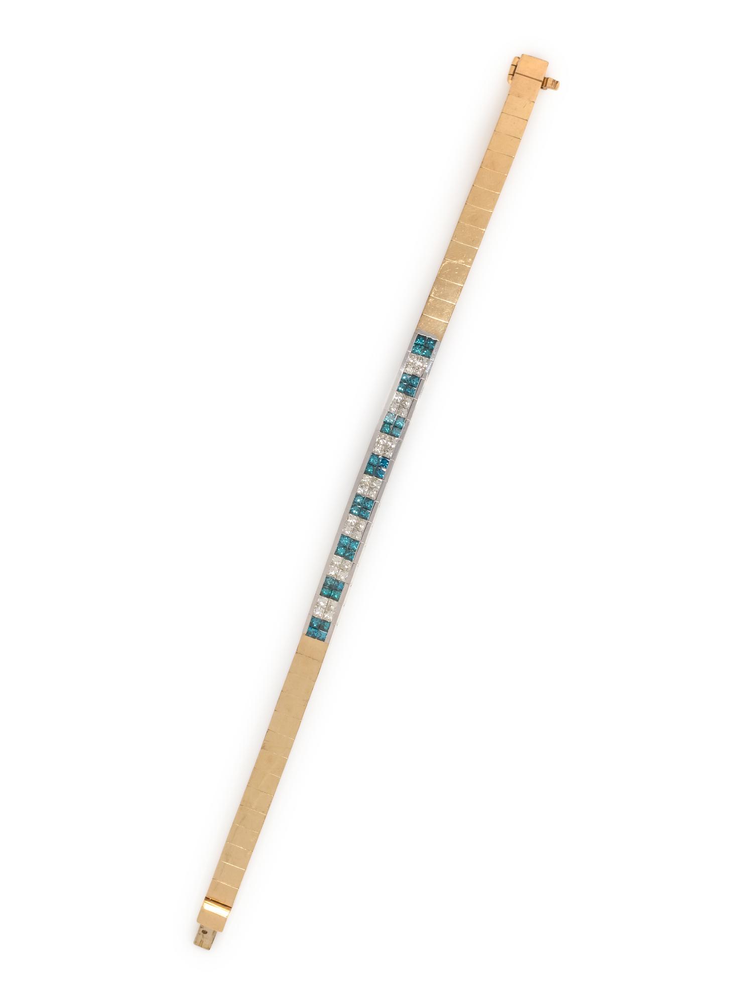IRRADIATED BLUE DIAMOND AND DIAMOND BRACELET