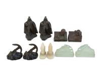 A Collection of Cast Metal and Stone Bookends