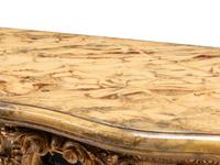 A Pair of Italian Pietra Dura-Inset Giltwood and Faux Marble-Top Console Tables