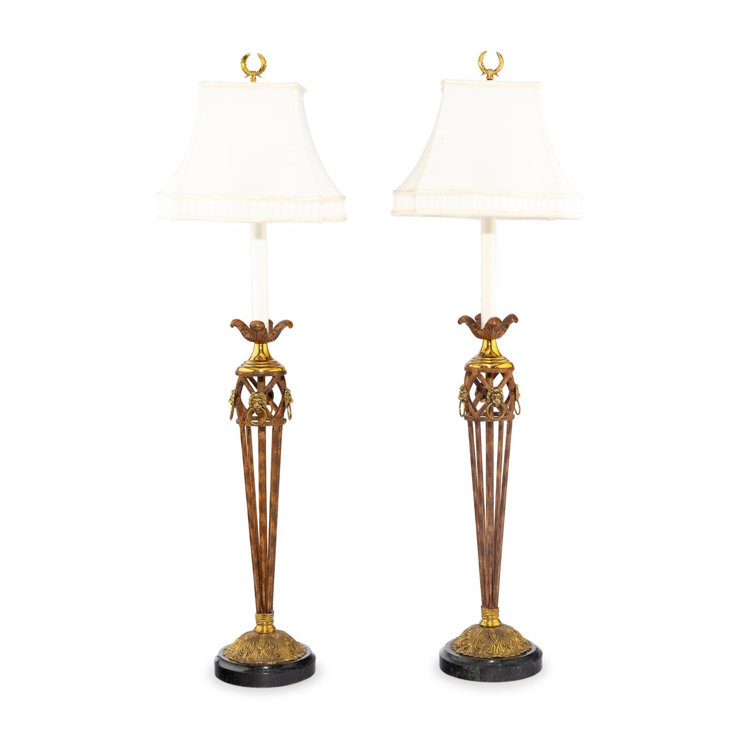 A Pair of Neoclassical Style Gilt Metal Mounted Table Lamps