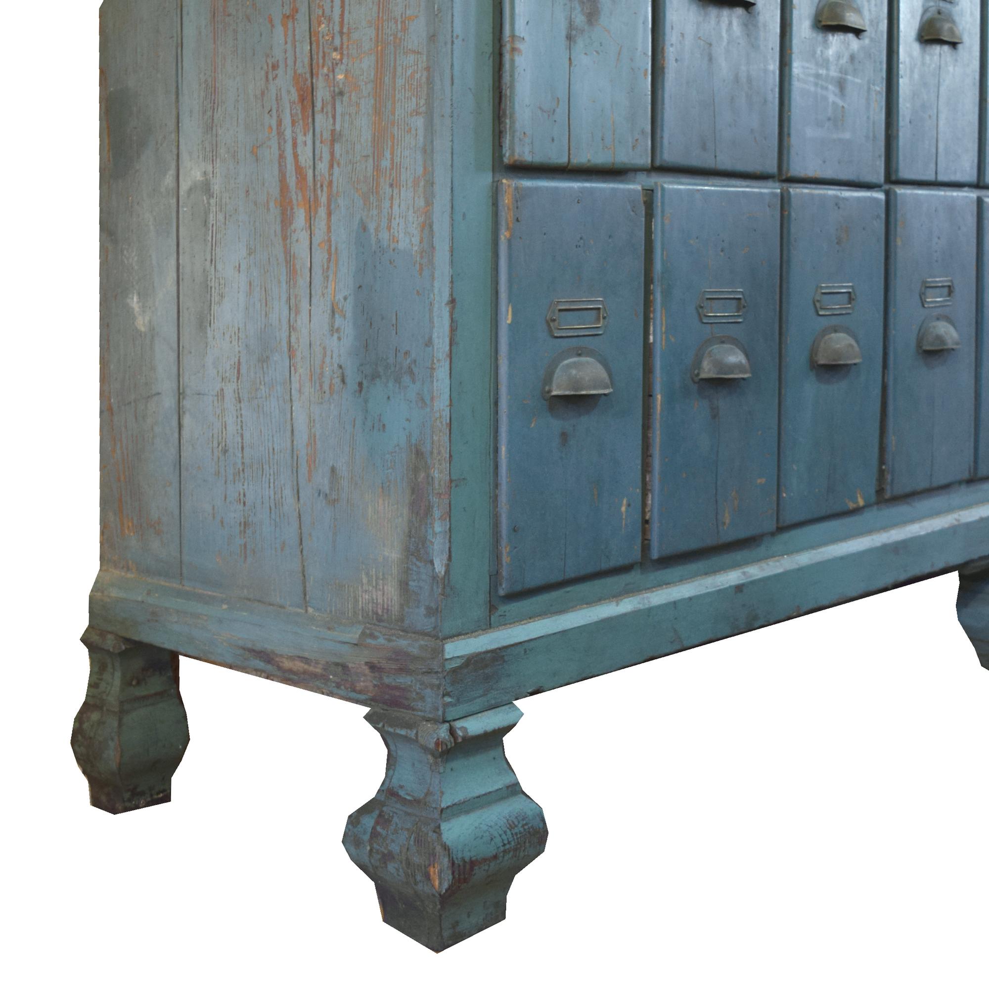 A Painted Cabinet with Vertical Drawers 87" W x 18" H x 94" H — Italy, 19th Century