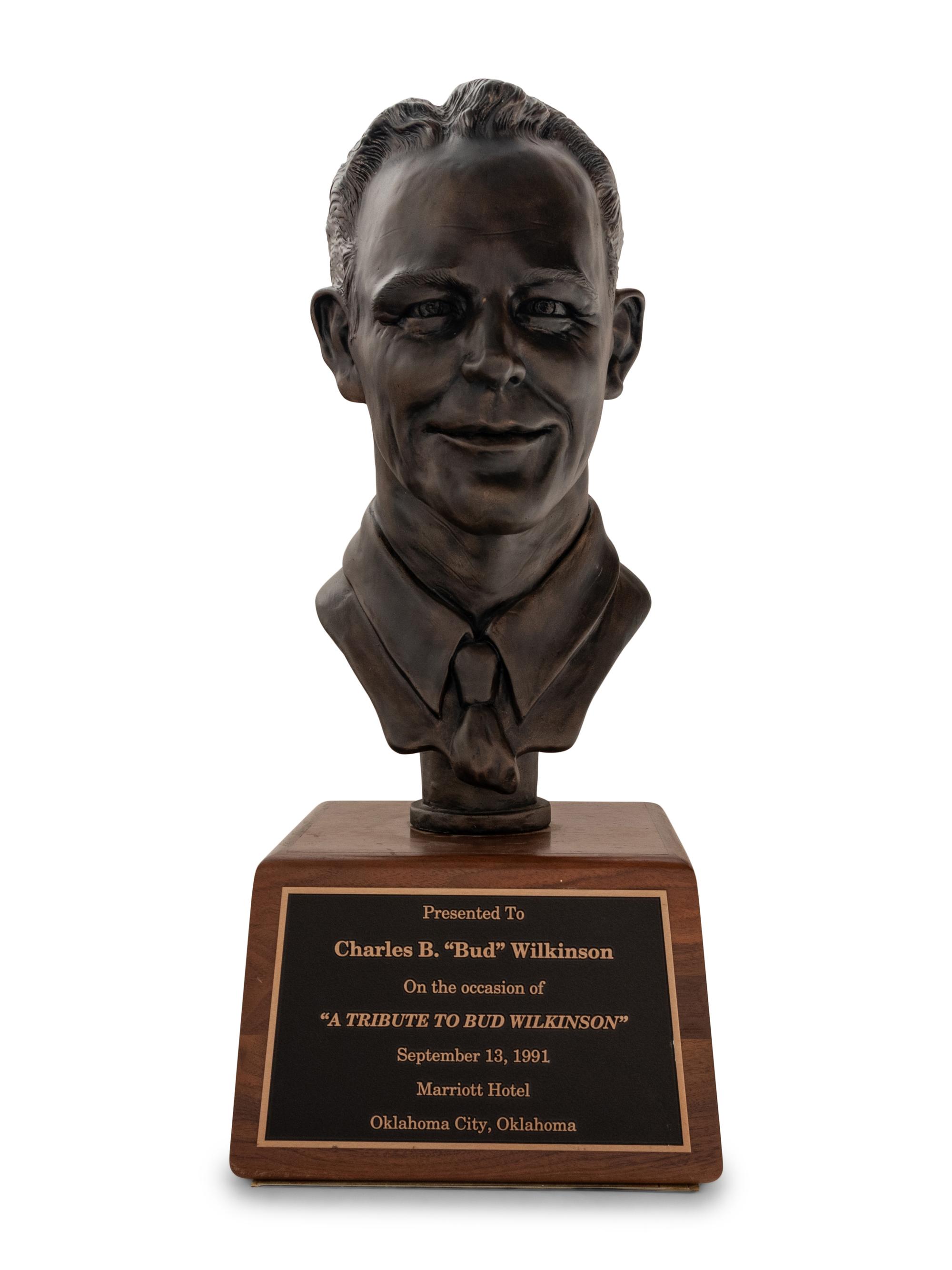 A 1991 Tribute To Bud Wilkinson Ceremony Award Bust Presented to Hall of Fame Oklahoma Football Coach Bud Wilkinson
