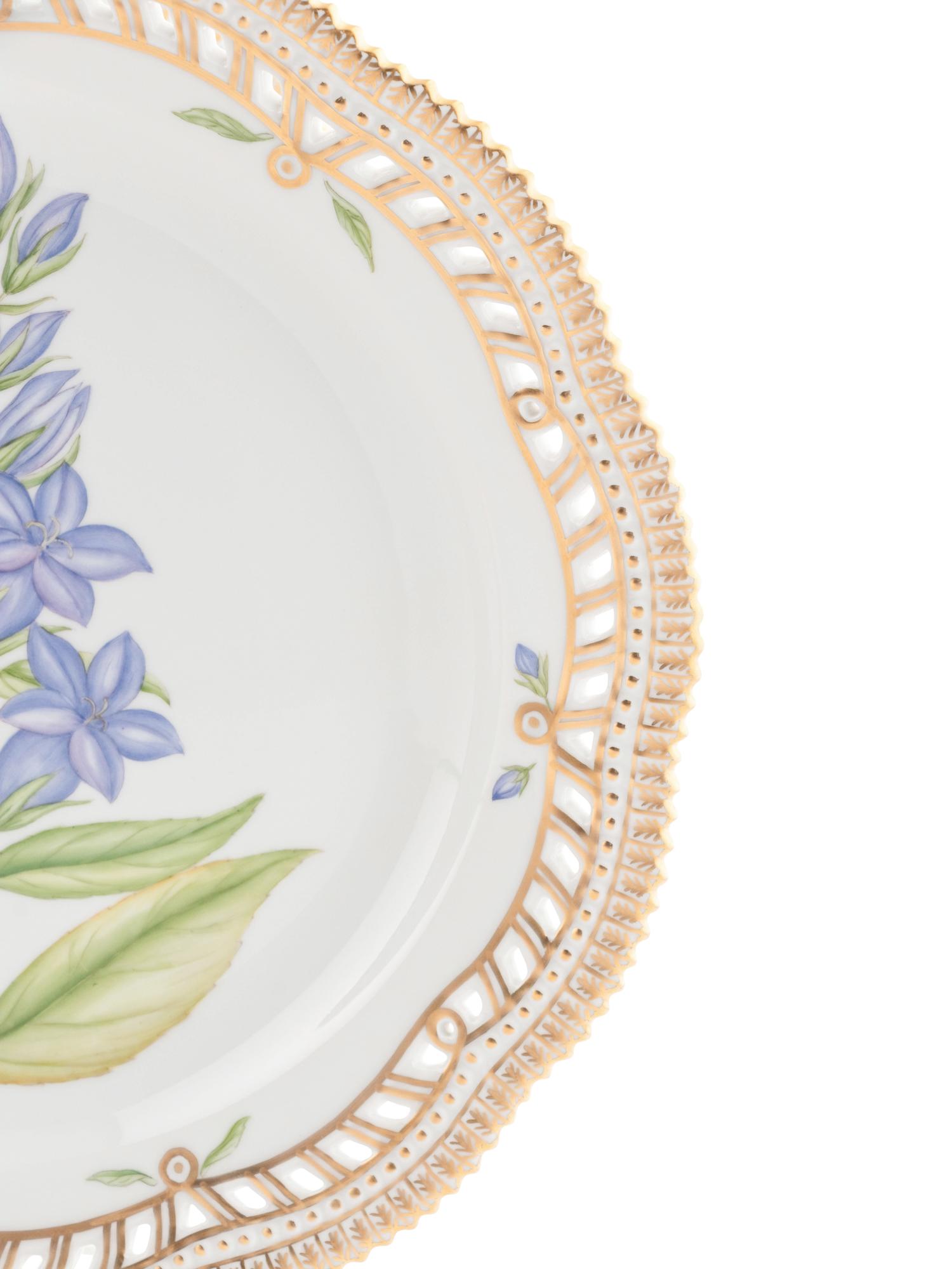 A Set of Seven Royal Copenhagen Flora Danica Reticulated Porcelain Dinner Plates