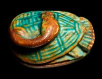 An Egyptian Faience Duck Scaraboid
