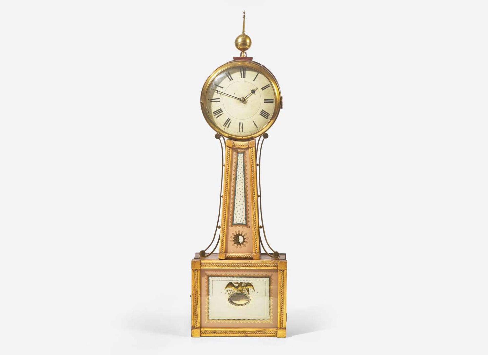 A Federal giltwood and églomisé banjo clock, early 19th century