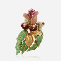 A diamond, ruby, and enamel gold brooch, Tiffany & Co.