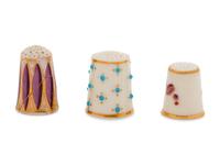 Three Worcester Porcelain Thimbles
