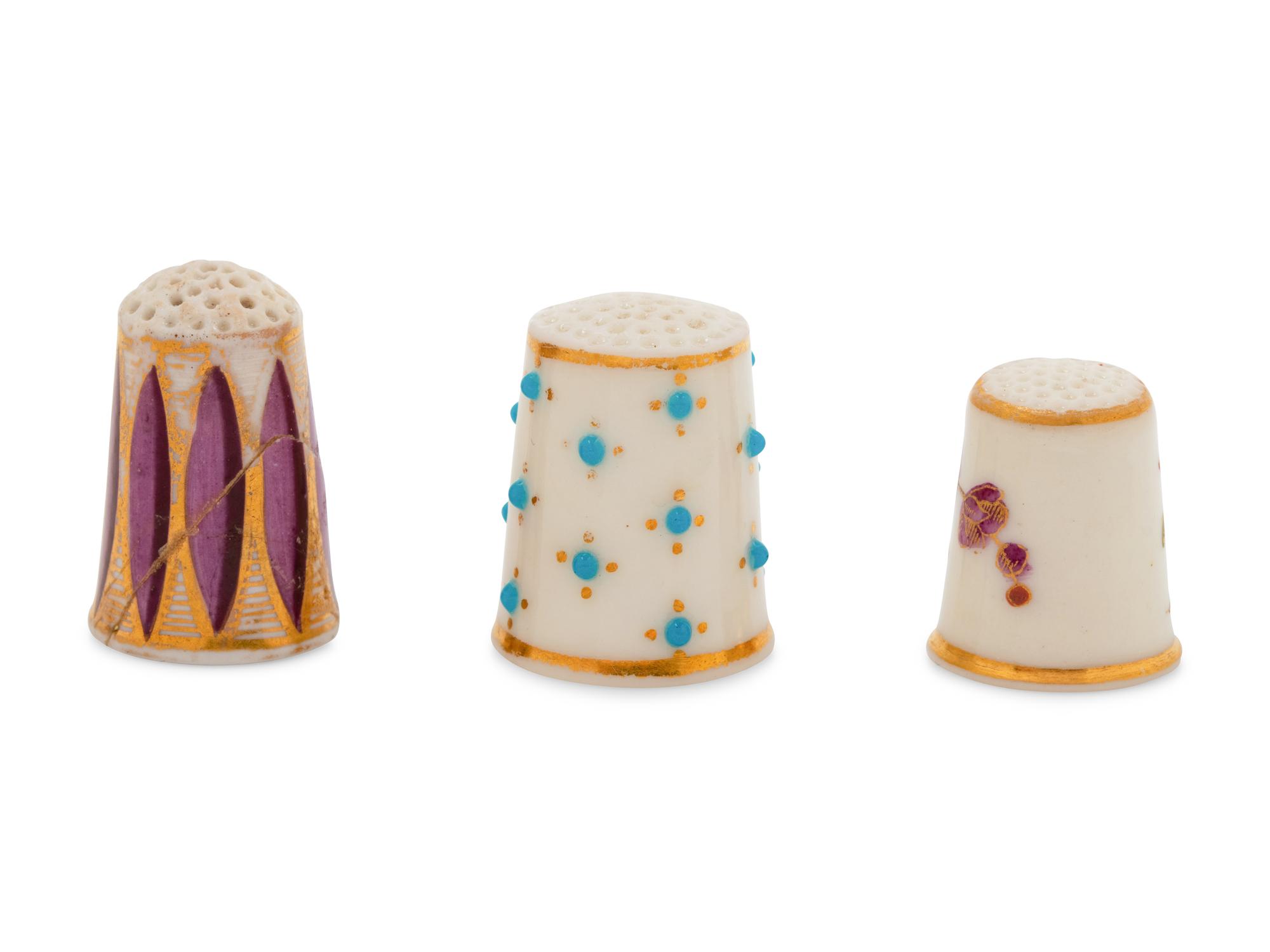 Three Worcester Porcelain Thimbles