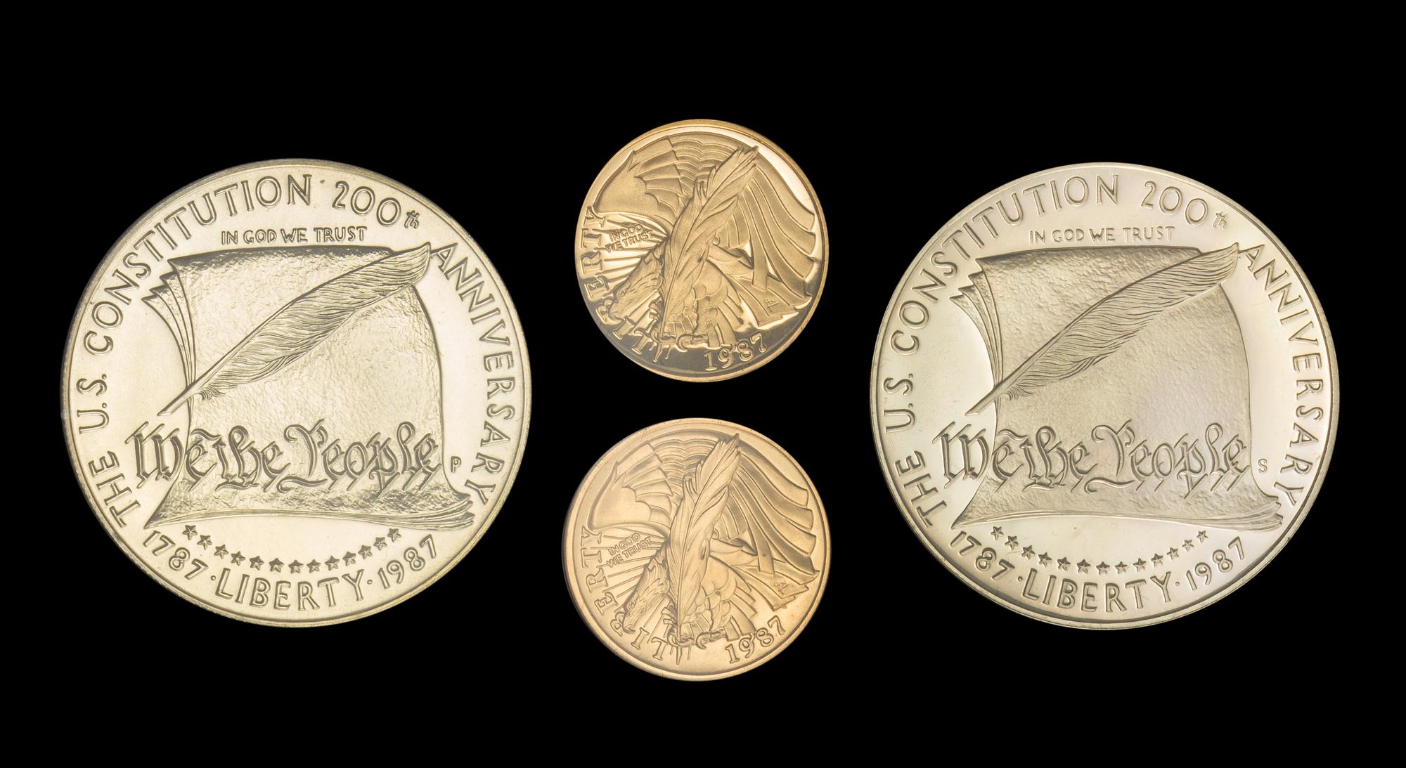 A United States 1987 Constitution Bicentennial Commemorative 4 Coin Set