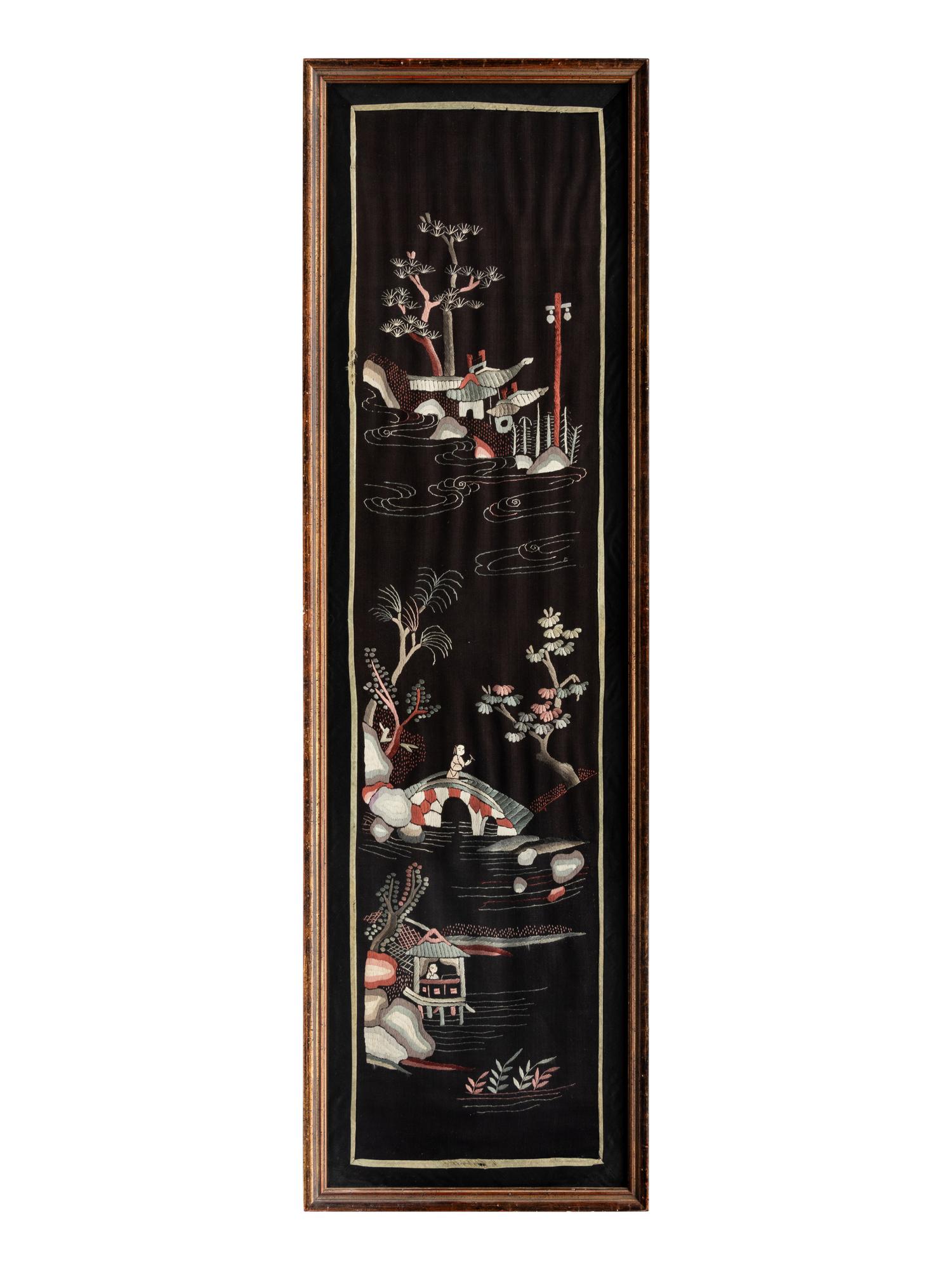 Six Chinese Embroidered Silk Panels