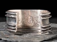 Tufa Cast Silver Cuff Bracelet, with Coral and Turquoise