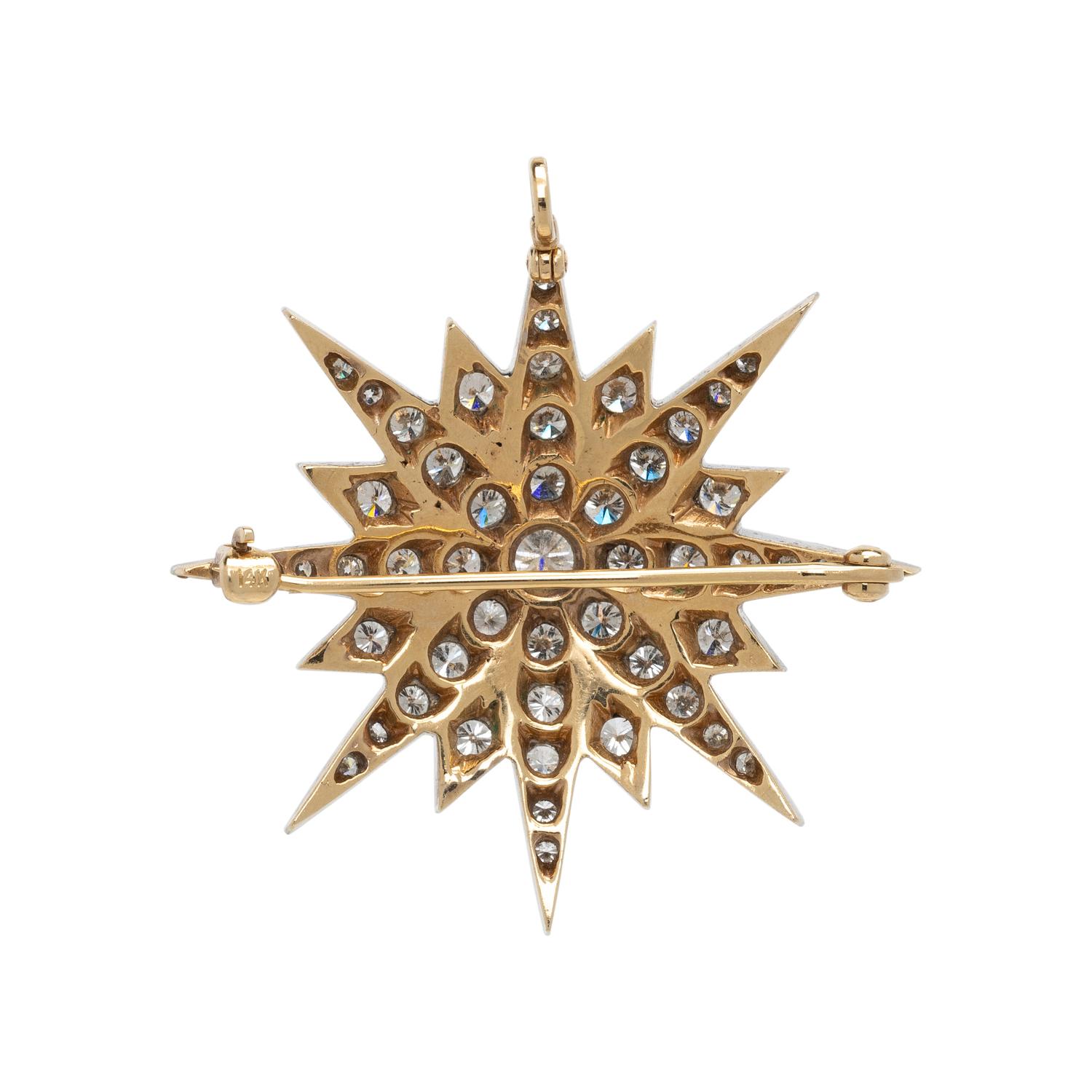 DIAMOND STAR PENDANT BROOCH