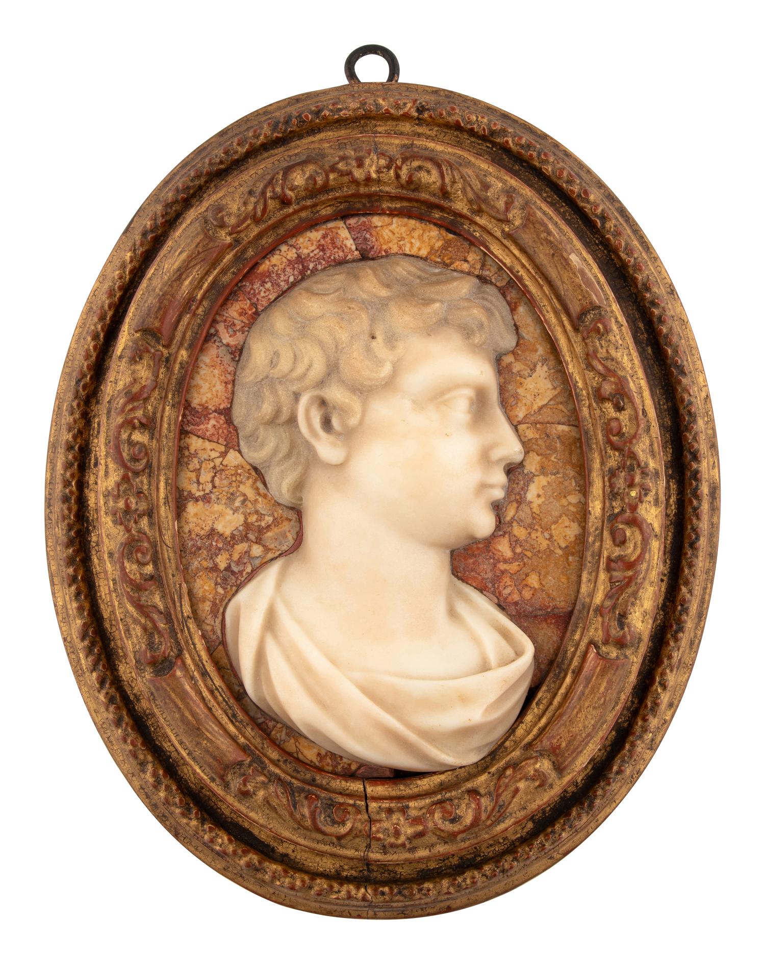 A Grand Tour Carved Marble Portrait Plaque