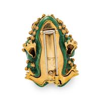 DAVID WEBB, YELLOW GOLD, RUBY, AND ENAMEL TOAD BROOCH
