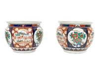 A Pair of Imari Porcleian Jardinieres
